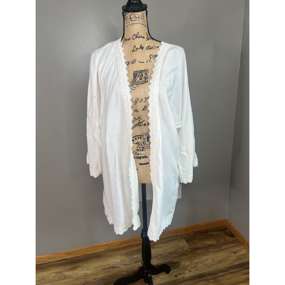 Hollister cream floral lace open kimono ‎ xs/s feminine coquette soft ethereal